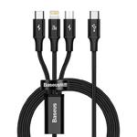 Baseus Rapid Series Kabel USB 3w1 micro USB / Lightning / USB-C, 20W, 1.5m (czarny) w sklepie internetowym Magboss-Economy.pl