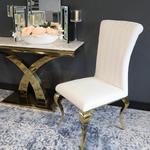 Krzesło glamour Stanley Gold White - złote krzesło tapicerowane białe w sklepie internetowym BellaCasa.co