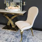 Krzesło glamour Tiffany Gold Beige - złote krzesło tapicerowane beżowe w sklepie internetowym BellaCasa.co