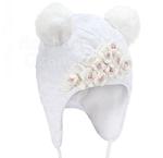 Czapka zimowa dziewczęca Frozen Flower rozm. 47-50 cm - biały w sklepie internetowym Kocham Czapki