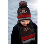 Zimowy komplet chłopięcy czapka z szalikiem rozm. 46-50 cm - grafit czerwony w sklepie internetowym Kocham Czapki
