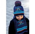 Zimowy komplet chłopięcy czapka z szalikiem rozm. 46-50 cm - granatowy w sklepie internetowym Kocham Czapki