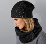 Elegancki zimowy komplet damski ARUA czapka + komin 55-57 cm - czarny w sklepie internetowym Kocham Czapki