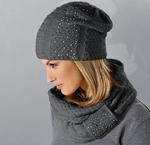 Elegancki zimowy komplet damski ARUA czapka + komin 55-57 cm - grafit w sklepie internetowym Kocham Czapki