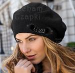Beret kobiecy Luiza II rozm. 56-58 cm - czarny w sklepie internetowym Kocham Czapki