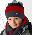 Komplet zimowy czapka + komin Junior Team rozm. 55-57 cm - navy/czerwony w sklepie internetowym Kocham Czapki