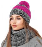 Damski komplet zimowy, sportowy czapka + komin Dolomi 55-58 cm - amarant w sklepie internetowym Kocham Czapki