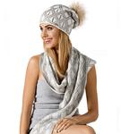Zimowy komplet damski Amidala czapka z pomponem z jenota + szal rozm. 55-56 cm w sklepie internetowym Kocham Czapki