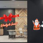 Świąteczna bezbarwna naklejka reklamowa na szybę 50 x 50 cm w sklepie internetowym Retio.pl