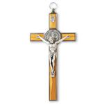 Krzyż Benedyktyński - 20cm (metal inkrustowany drzewem oliwnym) w sklepie internetowym e-Dewocjonalia.eu