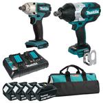 MAKITA DTW1001Z + DTW190Z + DC18RD + 4x BL1830 akumulatorowy klucz udarowy 3/4" 1050Nm + klucz udarowy 1/2" 190Nm + podwójna szybka ładowarka + 4x aku w sklepie internetowym Makita Sklep 