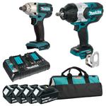 MAKITA DTW1002Z + DTW190Z + DC18RD + 4x BL1830 akumulatorowy klucz udarowy 1/2" 1000Nm + klucz udarowy 1/2" 190Nm + podwójna szybka ładowarka + 4x aku w sklepie internetowym Makita Sklep 