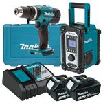 MAKITA DHP453RFE + DMR107 akumulatorowa wiertarko-wkrętarka udarowa + radioodbiornik LXT 18V 3,0Ah Li-Ion w sklepie internetowym Makita Sklep 