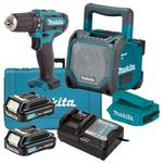 MAKITA DF333DWYE + DMR202 + ADP06 akumulatorowa wiertarko-wkrętarka + głośnik BT + adapter USB + akumulatory i ładowarka CXT 10,8V 2,0Ah Li-Ion MAKPAC w sklepie internetowym Makita Sklep 