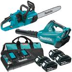 MAKITA DUC353Z + DUB362Z + DC18RD pilarka łańcuchowa i dmuchawa akumulatorowa + dwuportowa ładowarka z 4 szt. akumulator BL1830 w sklepie internetowym Makita Sklep 