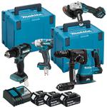 MAKITA DLX8315TJ1 zestaw narzędzi akumulatorowych 18V LXT Li-Ion 3x 3,0Ah (wkrętarka udarowa zakrętarka udarowa szlifierka kątowa młotkowiertarka SDS) w sklepie internetowym Makita Sklep 