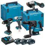 MAKITA DLX8515TJ1 zestaw narzędzi akumulatorowych 18V LXT Li-Ion 3x 5,0Ah (wkrętarka udarowa zakrętarka udarowa szlifierka kątowa młotkowiertarka SDS) w sklepie internetowym Makita Sklep 