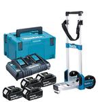 MAKITA DC18RD + dwuportowa szybka ładowarka 7.2V - 18V Li-Ion/Ni-Mh + 4x akumulator BL1830 18V 3.0Ah + TR00000001 wózek transportowy + MAKPAC w sklepie internetowym Makita Sklep 