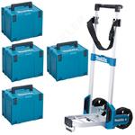 MAKITA TR00000001 wózek transportowy do systemu Makpac max. 125kg lekki, składany, aluminium + 4x walizka systemowa MAKPAC TYP 3 215mm w sklepie internetowym Makita Sklep 