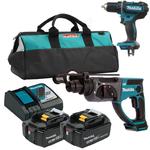 MAKITA DHR202Z + DDF482Z akumulatorowa młotowiertarka z opcją kucia SDS-PLUS 1.9J 18V LXT + wiertarko-wkrętarka 62Nm + 2x 5.0Ah torba w sklepie internetowym Makita Sklep 