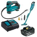 MAKITA DMP180Z + DCL182Z akumulatorowy minikompresor 8,3 bar 121 PSI LXT + odkurzacz samochodowy 18V + 1 aku. 3.0Ah ładowarka w sklepie internetowym Makita Sklep 