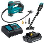 MAKITA DMP180Z + DCL182Z akumulatorowy minikompresor 8,3 bar 121 PSI LXT + odkurzacz samochodowy 18V + 1 aku. 2.0Ah ładowarka w sklepie internetowym Makita Sklep 