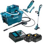 MAKITA DHW080ZK + DUR181Z + DCL182 aku. myjka wysokociśnieniowa 2x18V LXT 18V 80 bar 380 l/h wąż 5m + podkaszarka + odkurzacz samochodowy + 2x 5.0Ah w sklepie internetowym Makita Sklep 