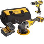 DEWALT DCM849P2 + DCD796N akumulatorowa polerka rotacyjna 180mm + wiertarko-wkrętarka udarowa 70Nm 2x 5.0Ah XR 18V w sklepie internetowym Makita Sklep 