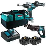 MAKITA DHP486Z + DHR202Z akumulatorowa wiertarko-wkrętarka udarowa 130Nm + młotowiertarka SDS-PLUS 1.9J 2x 5.0Ah LXT 18V torba w sklepie internetowym Makita Sklep 