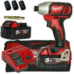 MILWAUKEE M18BID-502B Zakrętarka udarowa 130 / 180Nm 2 biegi HEX 1/4" 18V 5,0Ah Li-Ion + MAKITA B-40381 wymienne nasadki udarowe w sklepie internetowym Makita Sklep 