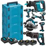 MAKITA Zestaw narzędzi akumulatorowych COMBO DLX7015 / DGA504Z / DHR202Z / DTD153Z / DDF481Z / DJR188Z / DHS660Z / DTW190Z / 3x5Ah MAKPAC w sklepie internetowym Makita Sklep 