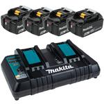 MAKITA DC18RD + 4x BL1860B dwuportowa szybka ładowarka 7.2V - 18V Li-Ion + 4x akumulator 18V 6,0Ah w sklepie internetowym Makita Sklep 