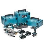 MAKITA DLX2103PFJ Zestaw akumulatorowy COMBO DHS710 pilarka tarczowa 190mm 2X18V + DDF453 wkrętarka 45Nm 18V + DC18RD 4xaku 18V 3,0Ah w sklepie internetowym Makita Sklep 