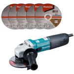 MAKITA GA5040C szlifierka kątowa 125mm 1400W regulacja obrotów SJS2 anty-restart łagodny rozruch + 5x E-03040 tarcza tnąca 1.0x125mm w sklepie internetowym Makita Sklep 