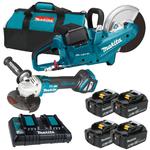 MAKITA DCE090T4X1 akumulatorowa przecinarka tarczowa 230mm 2x18V 18V + DGA513 szlifierka kątowa 125mm 18V LXT BLDC XPT AFT ADT 4x5.0Ah ładowarka torba w sklepie internetowym Makita Sklep 