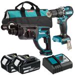 MAKITA DHP487 wiertarko-wkrętarka udarowa 40Nm + DHR202 młotowiertarka udarowa SDS-PLUS 1.9J 18V LXT BLDC XPT 2x aku 5.0Ah torba w sklepie internetowym Makita Sklep 