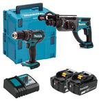 MAKITA DHR202 akumulatorowa młotowiertarka SDS-PLUS 1.9J 3 tryby pracy + DHP482 wiertarko-wkrętarka udarowa 62Nm 18V LXT XPT + 2x aku 5.0Ah MAKPAC w sklepie internetowym Makita Sklep 