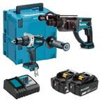 MAKITA DHR202 akumulatorowa młotowiertarka SDS-PLUS 1.9J 3 tryby pracy + DDF481 wiertarko-wkrętarka 115Nm 18V LXT BLDC XPT + 2x aku 5.0Ah MAKPAC w sklepie internetowym Makita Sklep 