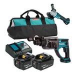 MAKITA DHR202Z + DGA504Z akumulatorowa młotowiertarka z opcją kucia SDS-PLUS 1.9J 18V LXT + szlifierka kątowa 125mm + 2x 3.0Ah torba w sklepie internetowym Makita Sklep 