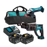 MAKITA DHR202Z + DGA452Z akumulatorowa młotowiertarka z opcją kucia SDS-PLUS 1.9J 18V LXT + szlifierka kątowa 115mm + 2x 3.0Ah torba w sklepie internetowym Makita Sklep 