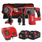 MILWAUKEE M18CHX-552B + M18TLED-0 akumulatorowa młotowiertarka udarowa SDS-PLUS 2,5J + akumulatorowa latarka LED 160lm 18V 2x5.0Ah torba w sklepie internetowym Makita Sklep 