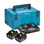 MAKITA DC18RD + 2xBL1850B dwuportowa szybka ładowarka 7.2V - 18V Li-Ion/Ni-Mh + 2x akumulator 18V 5.0Ah MAKPAC w sklepie internetowym Makita Sklep 