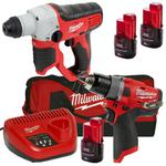 MILWAUKEE M12FDD-0 + M12H-0 + M12NRG-203 + 4932451240 wiertarko-wkrętarka + wiertarka udarowa SDS-Plus Li-Ion 12V 2.0Ah w sklepie internetowym Makita Sklep 