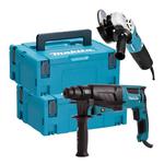 Zestaw MAKITA 9565HRJ + HR2630J Szlifierka kątowa 125mm 1100W M14 SJS / Młotkowiertarka udarowa 800W SDS-Plus 2.4J MAKPAC w sklepie internetowym Makita Sklep 