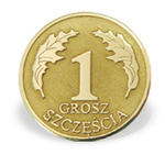 Grosz "na szczęście" ze złota M-4Z doskonały na I Komunie Św. - na I Komunię Św. \ ok. 16 mm w sklepie internetowym Wec.com.pl