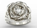 Pierścionek z białego złota w kształcie róży z diamentami AP-95B w sklepie internetowym Wec.com.pl