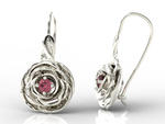 Kolczyki w kształcie róży z białego złota z rubinami i diamentami APK-95B w sklepie internetowym Wec.com.pl