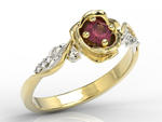 Pierścionek złoty w kształcie róży z rubinem i brylantami LP-7730ZB w sklepie internetowym Wec.com.pl