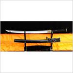 MIECZ SAMURAJSKI WAKIZASHI DO TRENINGU, STAL WYSOKOWĘGLOWA 1095 WARSTWOWANA DAMASCEŃSKA, R324 w sklepie internetowym Replikabroni.com.pl