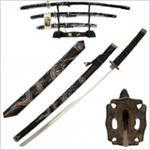 CZARNY SMOK ZESTAW MIECZY KATANA WAKIZASHI TANTO PLUS STOJAK HK1107 w sklepie internetowym Replikabroni.com.pl